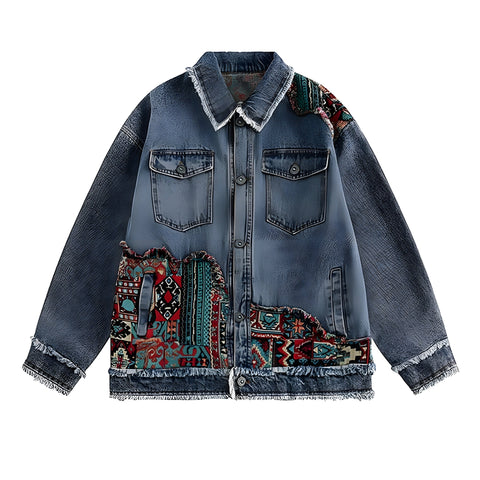 The Draco Oversized Patchwork Jacket VOIR Blue S 