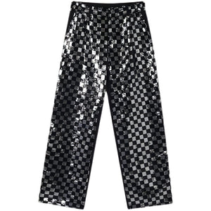 The "Microcheck" Loose Fit Sequin Dress Suit Pants 0 VOIR S 