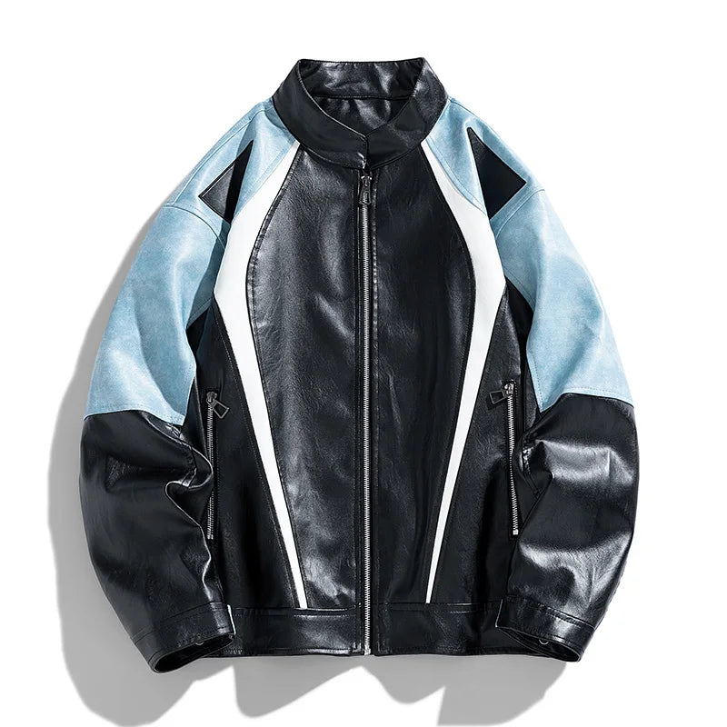 The "Knox" Faux Leather Jacket VOIR Blue 3XS 