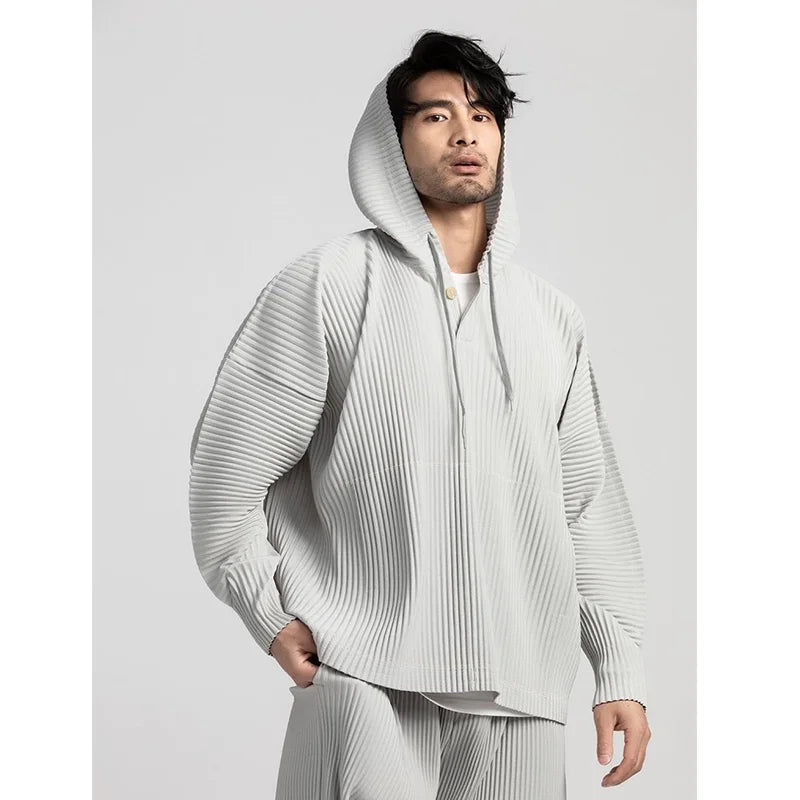 The "Franco" Pleated Hoodie VOIR Light Gray 2XL 