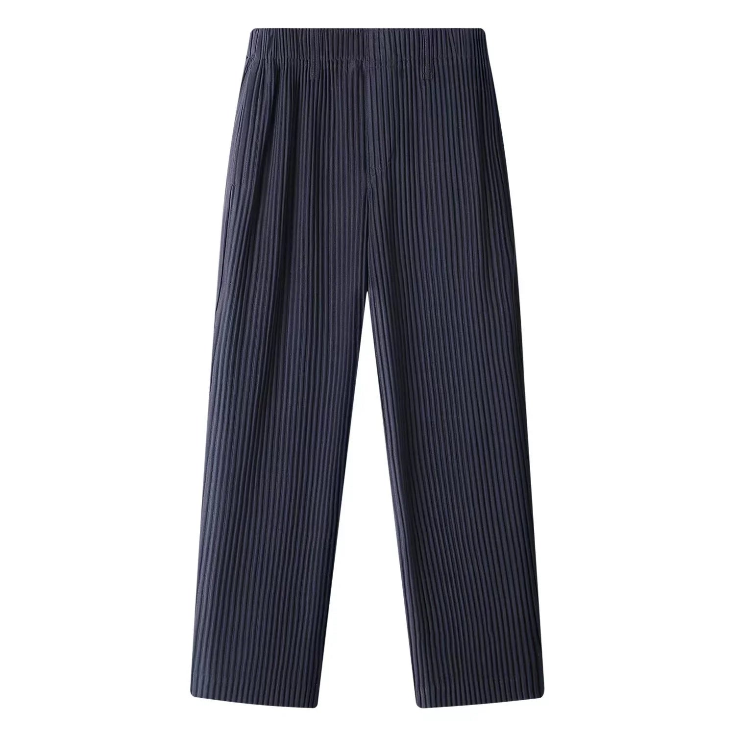 The "Doran" Pleated Straight Leg Casual Pants VOIR Navy Blue 2XL 