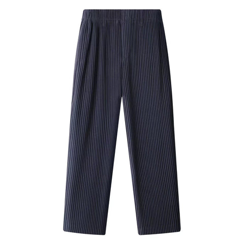 The "Doran" Pleated Straight Leg Casual Pants VOIR Navy Blue 2XL 