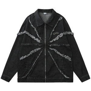 The "Ashcroft" Tassel Denim Oversized Jacket VOIR Black S 