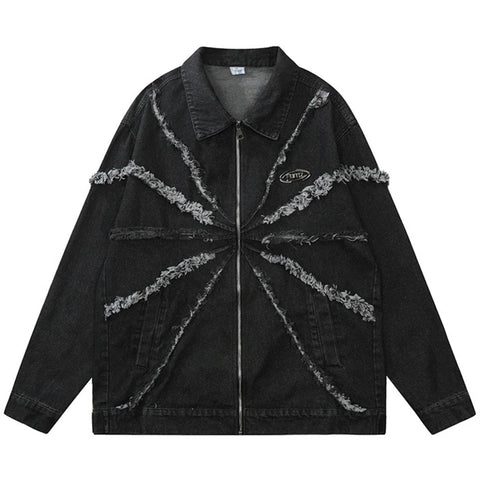 The "Ashcroft" Tassel Denim Oversized Jacket VOIR Black S 