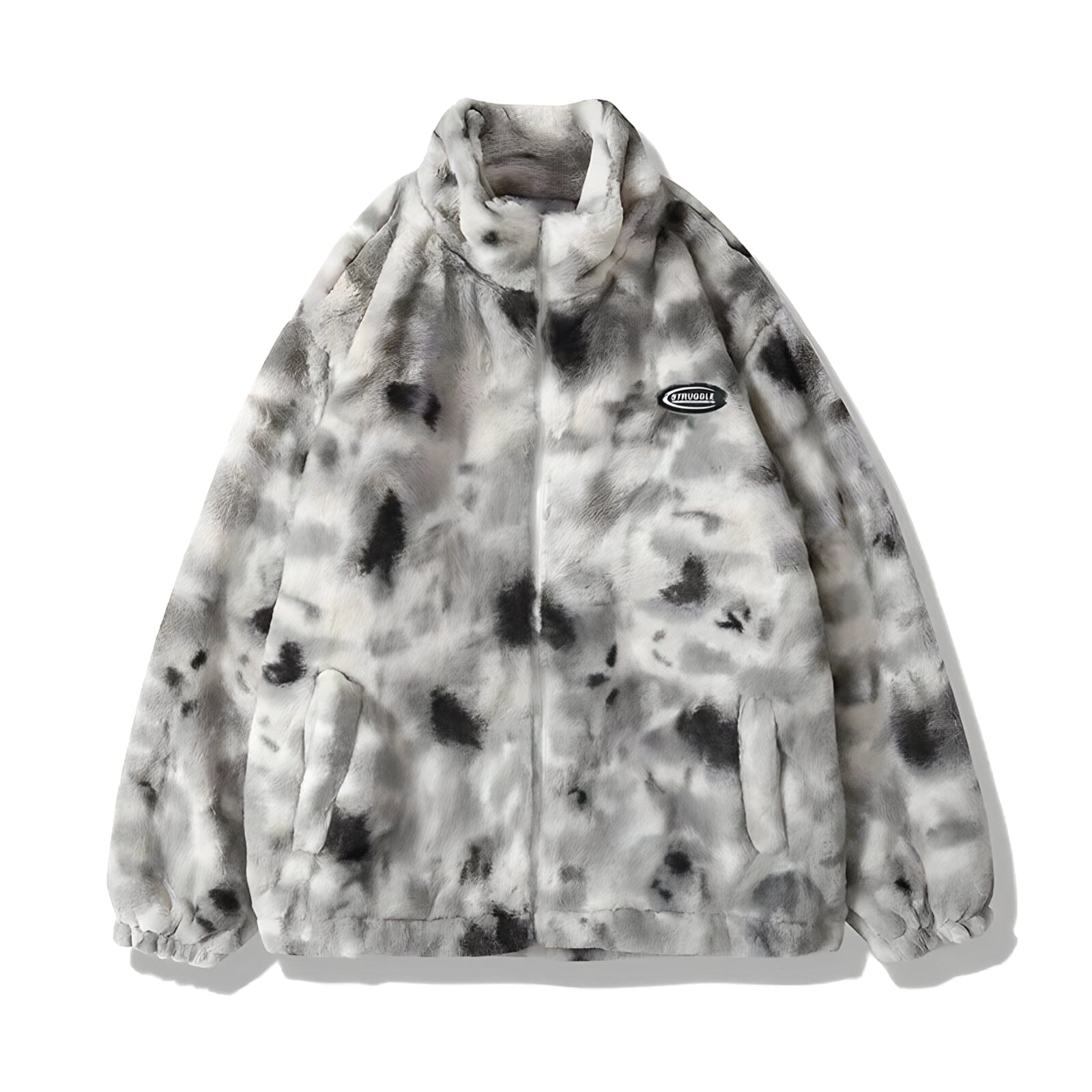 The "Gordian" Tie Dye Heart Fuzzy Jacket VOIR Gray XS 