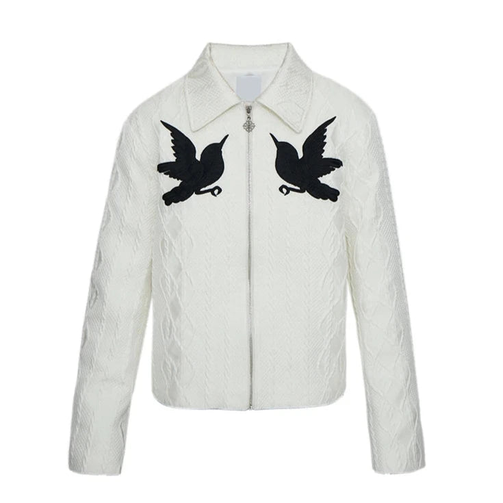 The "Sebastien" Jacquard Zip Jacket VOIR White XS 