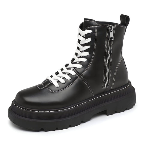 The "Anselm" Zip Leather Platform Boots VOIR EU 39 / US 7 