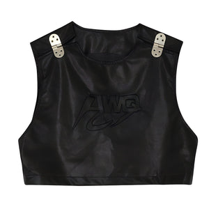 The "AWQ" Faux Leather Utility Vest 0 VOIR Studios 