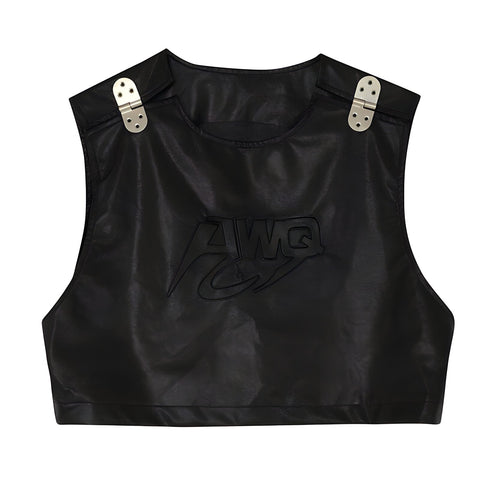 The "AWQ" Faux Leather Utility Vest 0 VOIR Studios 