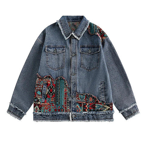 The Draco Oversized Patchwork Jacket VOIR Blue S 