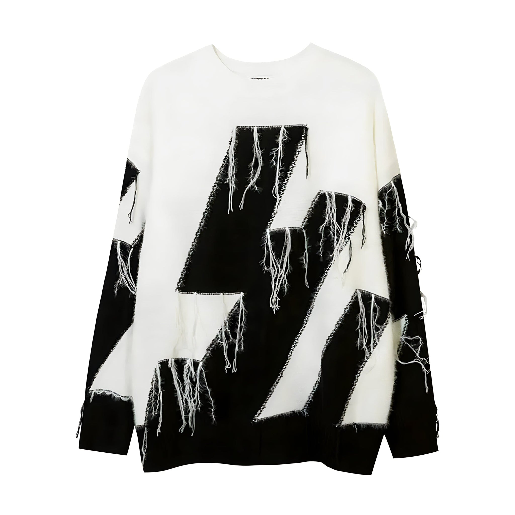 The "Duality" Fringe Oversized Sweater VOIR White S 