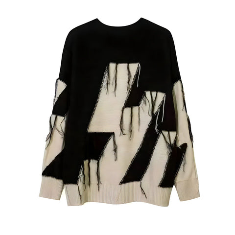 The "Duality" Fringe Oversized Sweater VOIR Off White S 